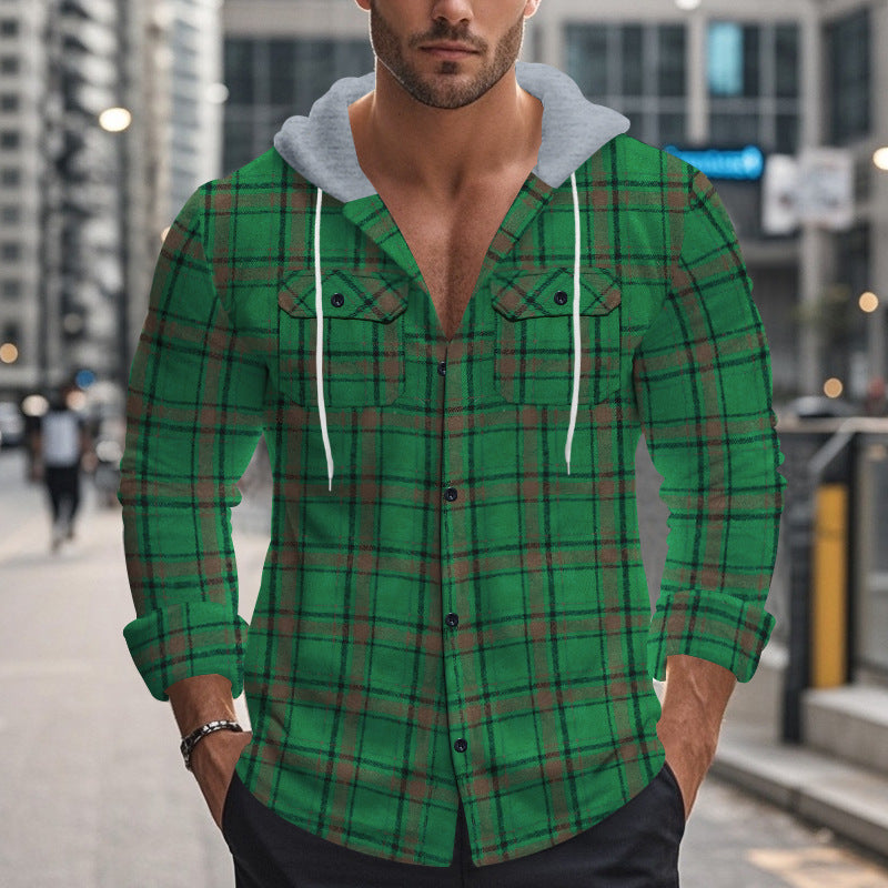 Chemise de loisirs à carreaux pour hommes avec col à capuche amovible Chic und Stil