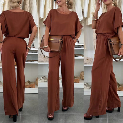Dames combinaison décontractée à jambe large et tirage à la taille Chic und Stil