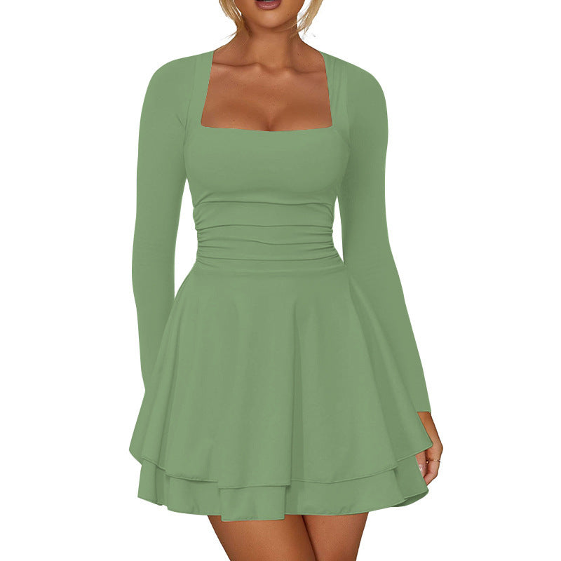 Robe mini pour dames à manches longues et avec un ourlet à volants séduisant Chic und Stil
