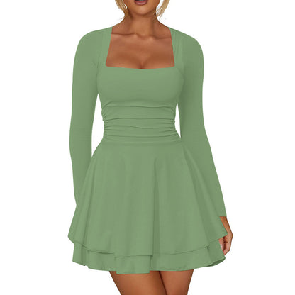 Robe mini pour dames à manches longues et avec un ourlet à volants séduisant Chic und Stil