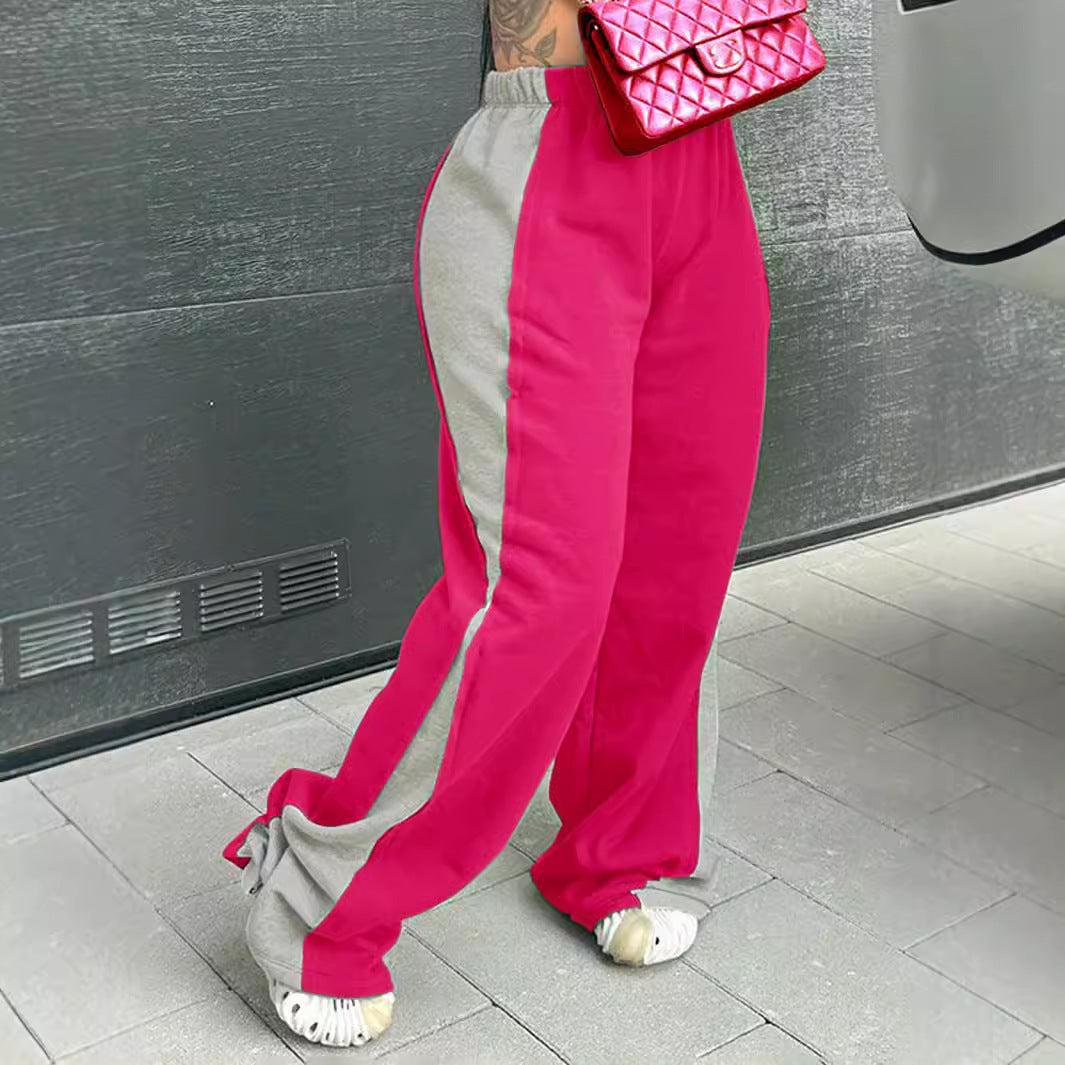 Casual women's sports pants with colorful side inserts and an elastic waistband Chic and Style