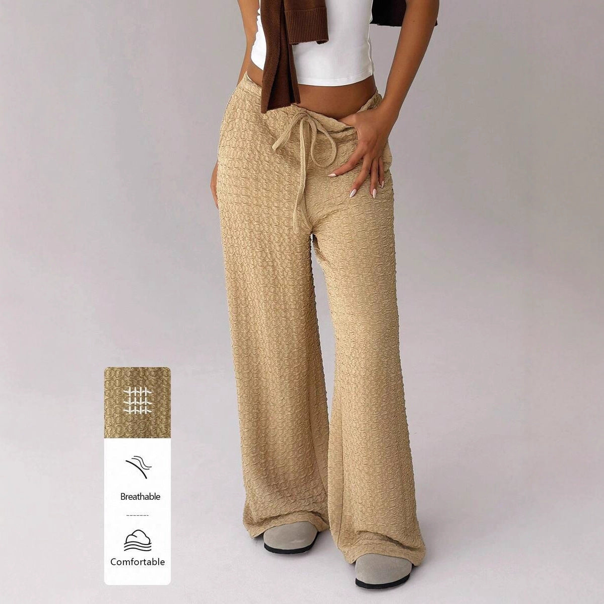 Casual long pants for women with elastic waistband and high-quality structure Chic and Style