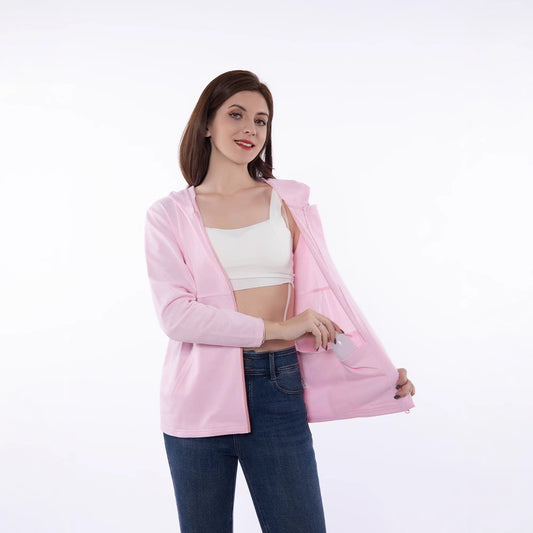 Veste à capuche zippée décontractée pour femmes avec poches fonctionnelles et composition de tissu respirant Chic und Stil