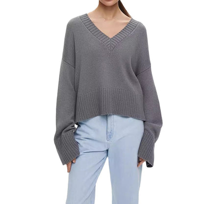 Pull en maille pour femmes avec décolleté en V profond et coupe décontractée Chic und Stil