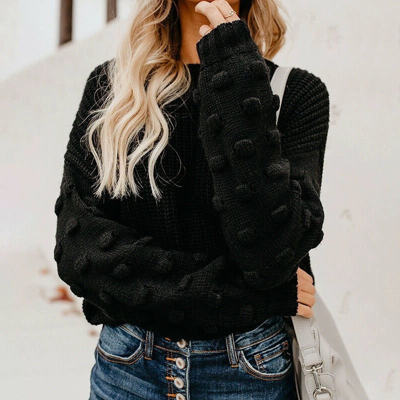 Pull en tricot décontracté pour femmes avec des manches volumineuses et un motif texturé Chic und Stil