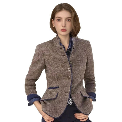 Dames blazer élégant avec boutons décoratifs et tissu texturé Chic und Stil