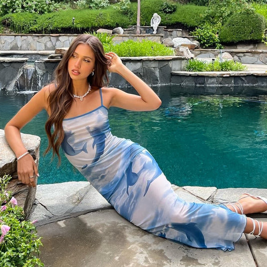 Robe Maxi Imprimé Abstrait Femme Chic und Stil