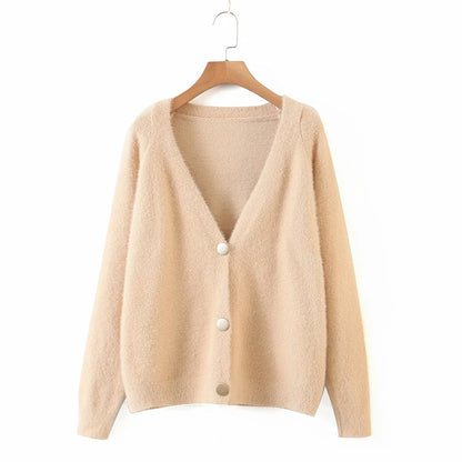 Dames Pull à cardigan douillet avec détails de boutons et design ample Chic und Stil