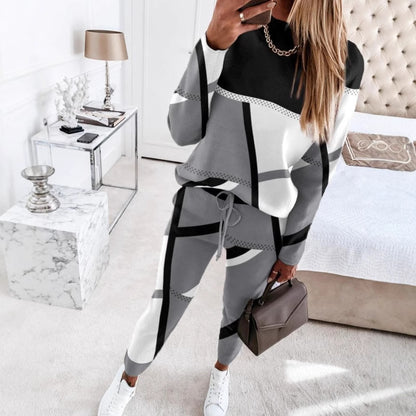 Dames Ensemble de loisirs à la mode avec motif géométrique et coupe stylée Chic und Stil