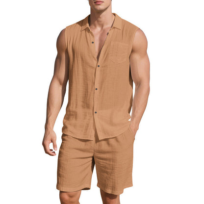 Tenue d'été décontractée pour hommes avec chemise sans manches et shorts Chic und Stil