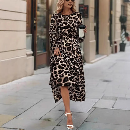 Robe maxi pour femme avec motif léopard moderne Chic und Stil