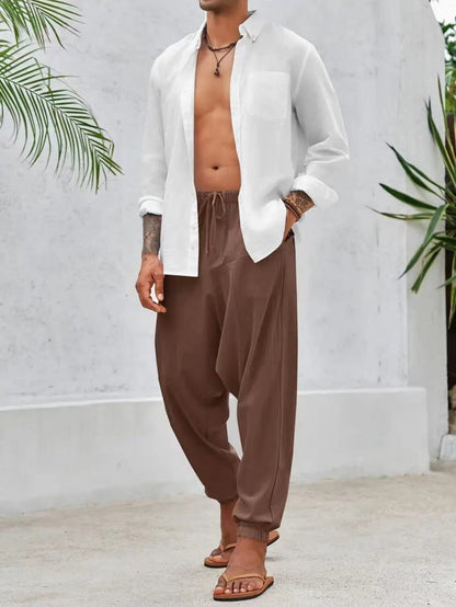 Casual harem pants for men with elastic waist and deep pockets Chic and Style