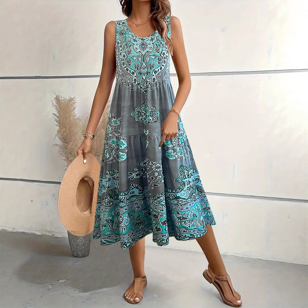 Robe maxi femme avec motif ethnique ludique et coupe fluide Chic und Stil