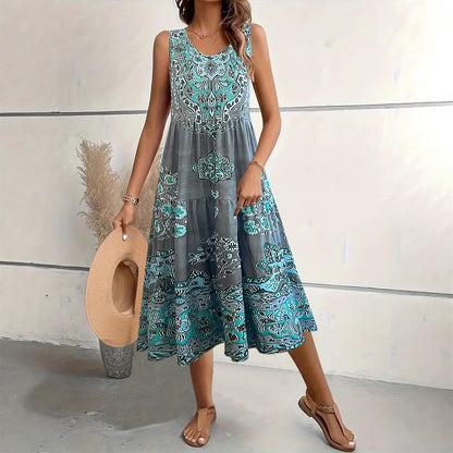 Robe maxi femme avec motif ethnique ludique et coupe fluide Chic und Stil