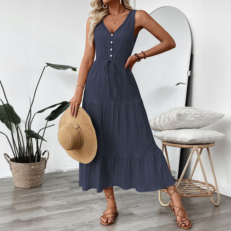 Femme Ceinture à nouer réglable Robe maxi à étages Chic und Stil