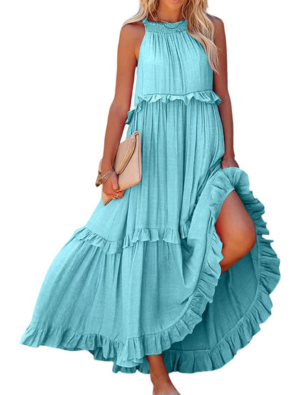 Robe maxi femme avec détails volantés et silhouette aérienne Chic und Stil