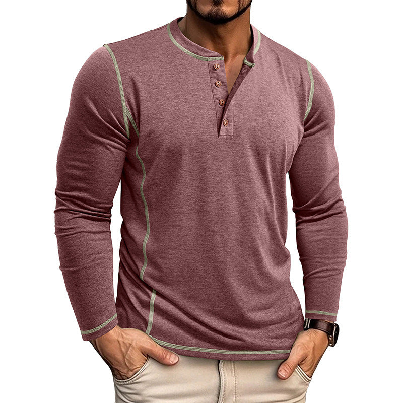 Chic und Stil | Men's Long Sleeve Shirt with Button Placket