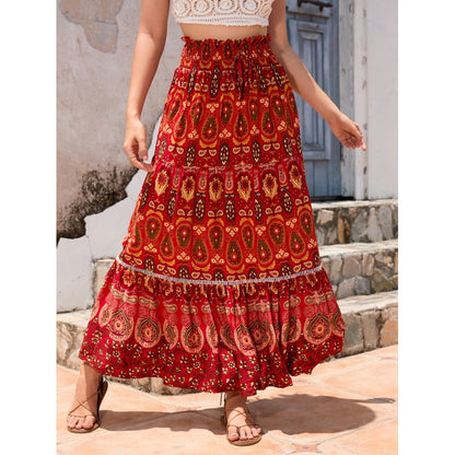 Robe maxi boho femme avec design à volants Chic und Stil