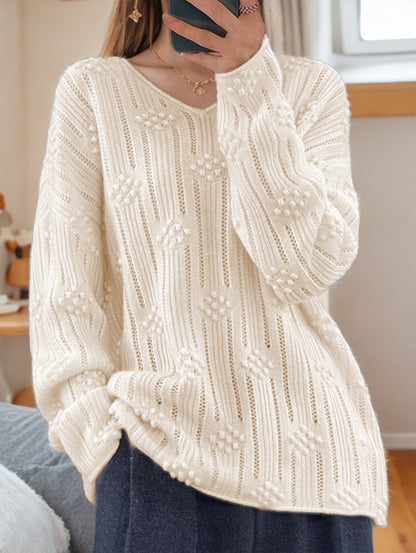 Pull en tricot pour femmes avec motif détaillé et décolleté en V Chic und Stil