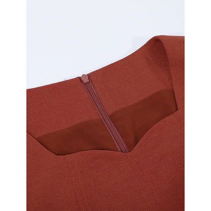 Robe midi à manches bouffantes élégante pour femmes Chic und Stil