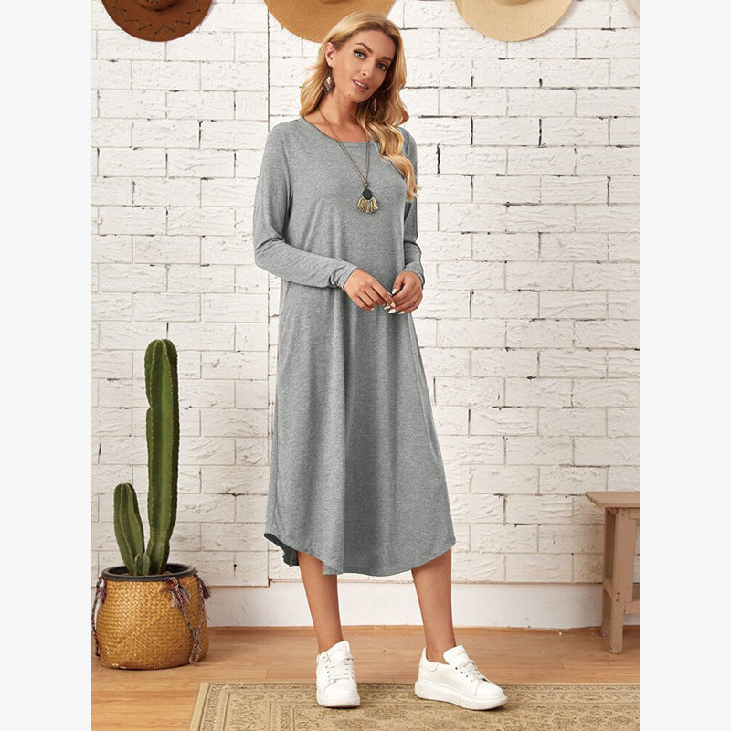 Robe longue décontractée à manches longues pour femmes avec poches pratiques Chic und Stil