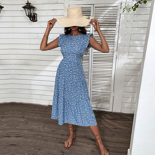 Femme Floral Midi Robe Chic und Stil