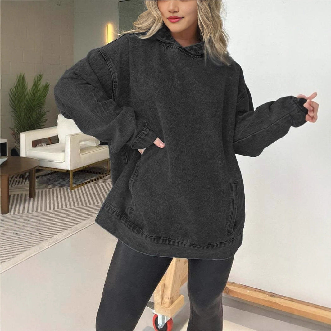 Dames hoodie en denim surdimensionné Chic und Stil