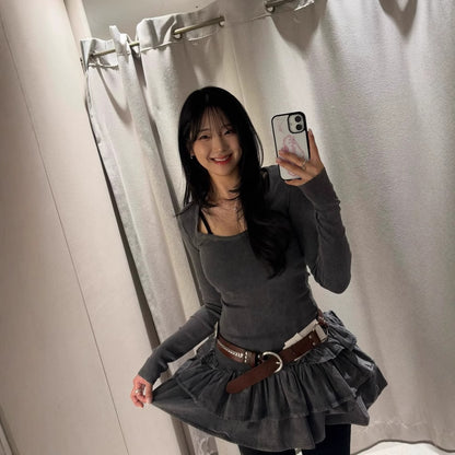 Robe à manches longues pour femmes avec ourlet à volants Chic und Stil