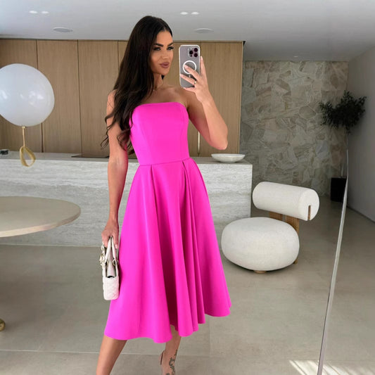 Robe sans bretelles en A pour dames Chic und Stil