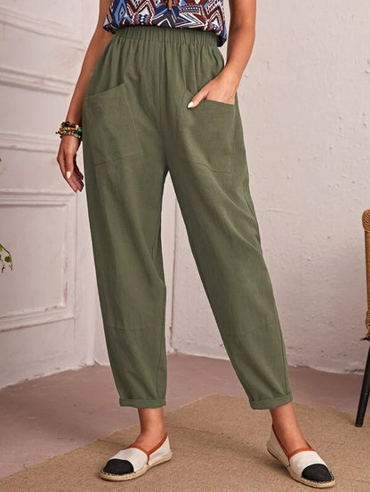 Ladies Comfortable Summer Pants with Elastic Waist and Practical Pockets Chic and Style