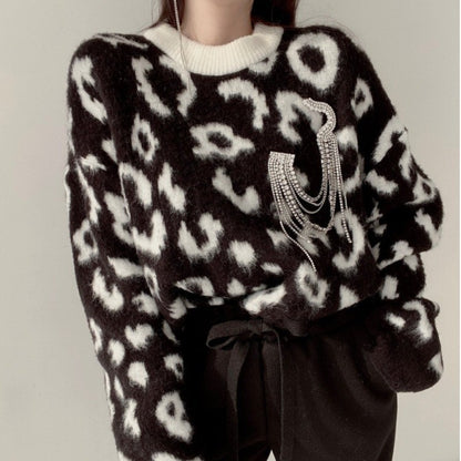 Dames Grand Pull en Design Imprimé Animalier Chic und Stil