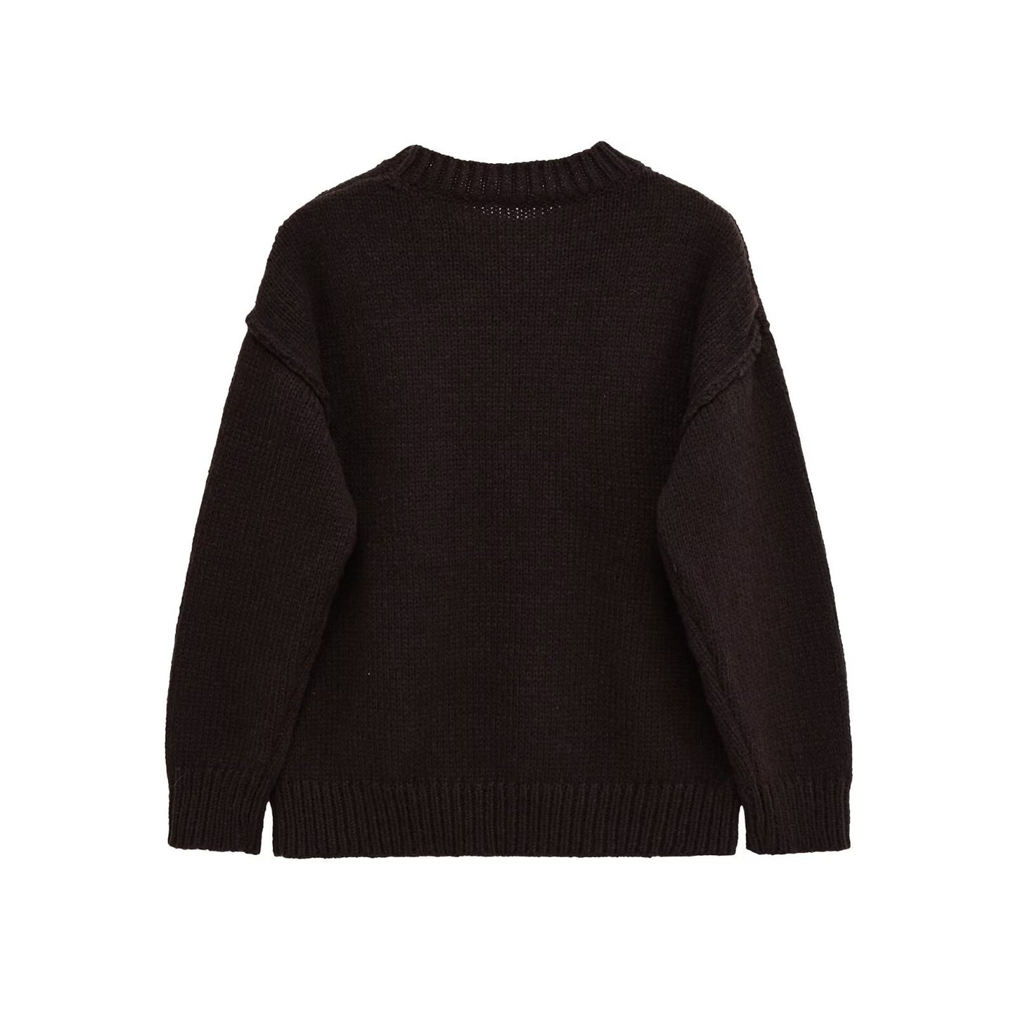 Pull en tricot décontracté pour femmes avec col rond et épaules tombantes Chic und Stil