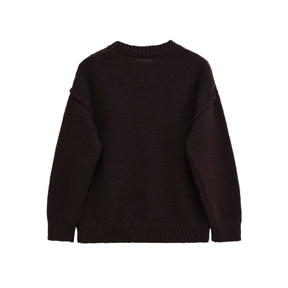 Pull en tricot décontracté pour femmes avec col rond et épaules tombantes Chic und Stil
