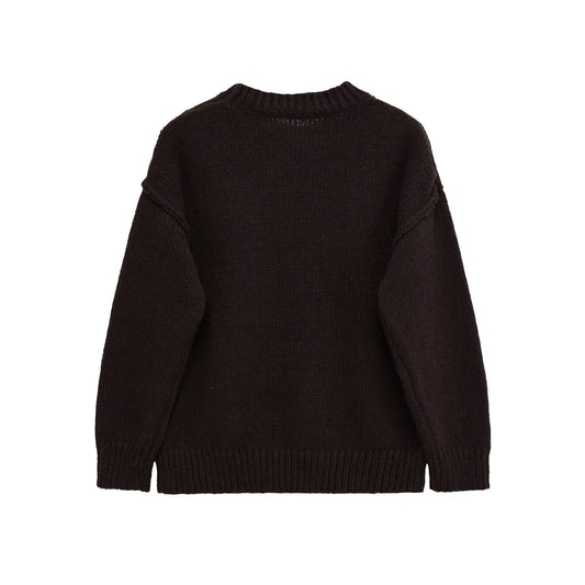 Pull en tricot décontracté pour femmes avec col rond et épaules tombantes Chic und Stil