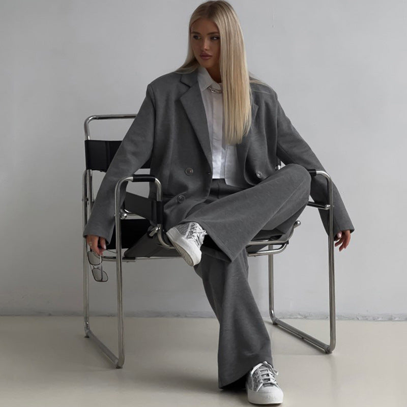Dames élégant et décontracté ensemble deux pièces avec blazer surdimensionné et pantalon ample Chic und Stil
