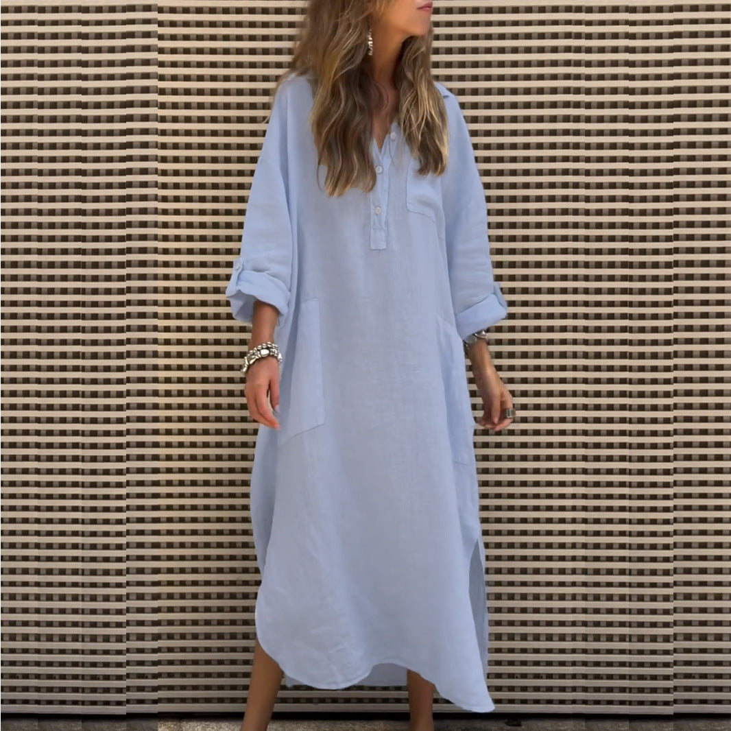 Robe chemise décontractée pour femmes avec fermeture à boutons et poches pratiques Chic und Stil