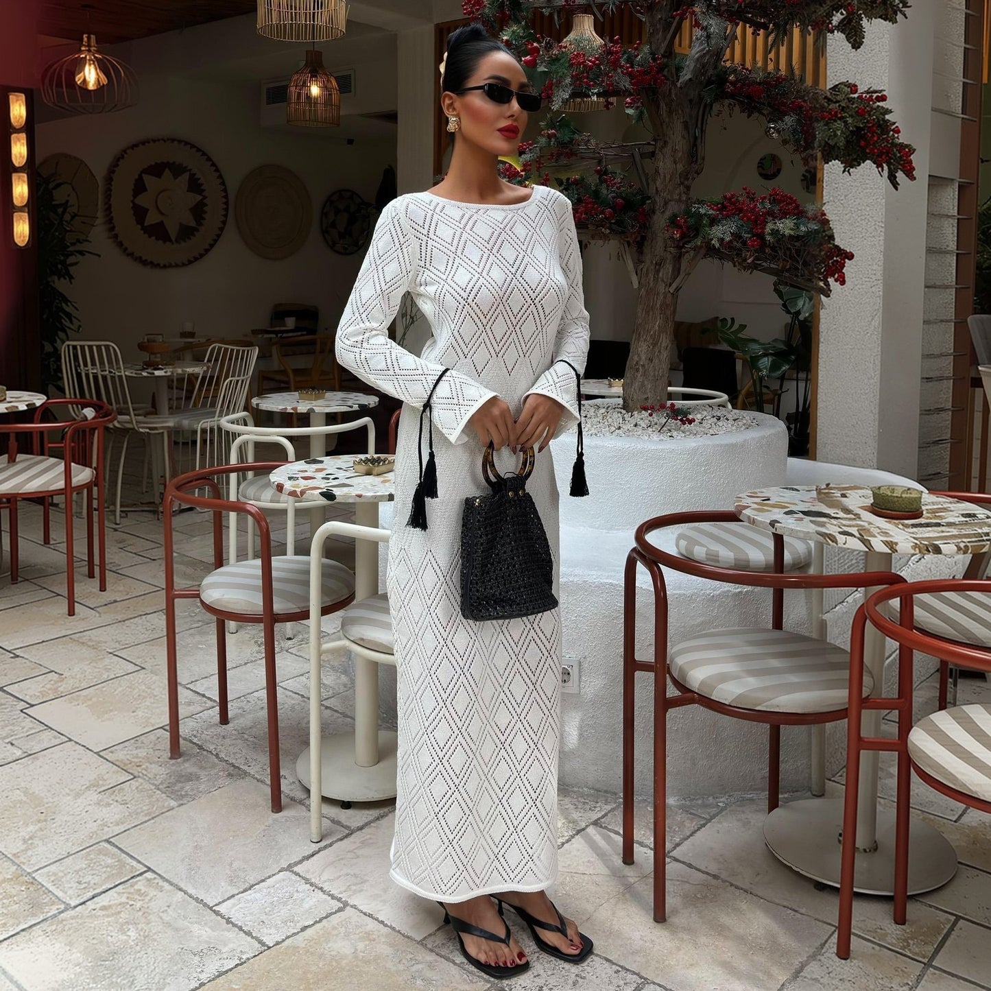 Robe maxi pour dames avec structure élégante Chic und Stil