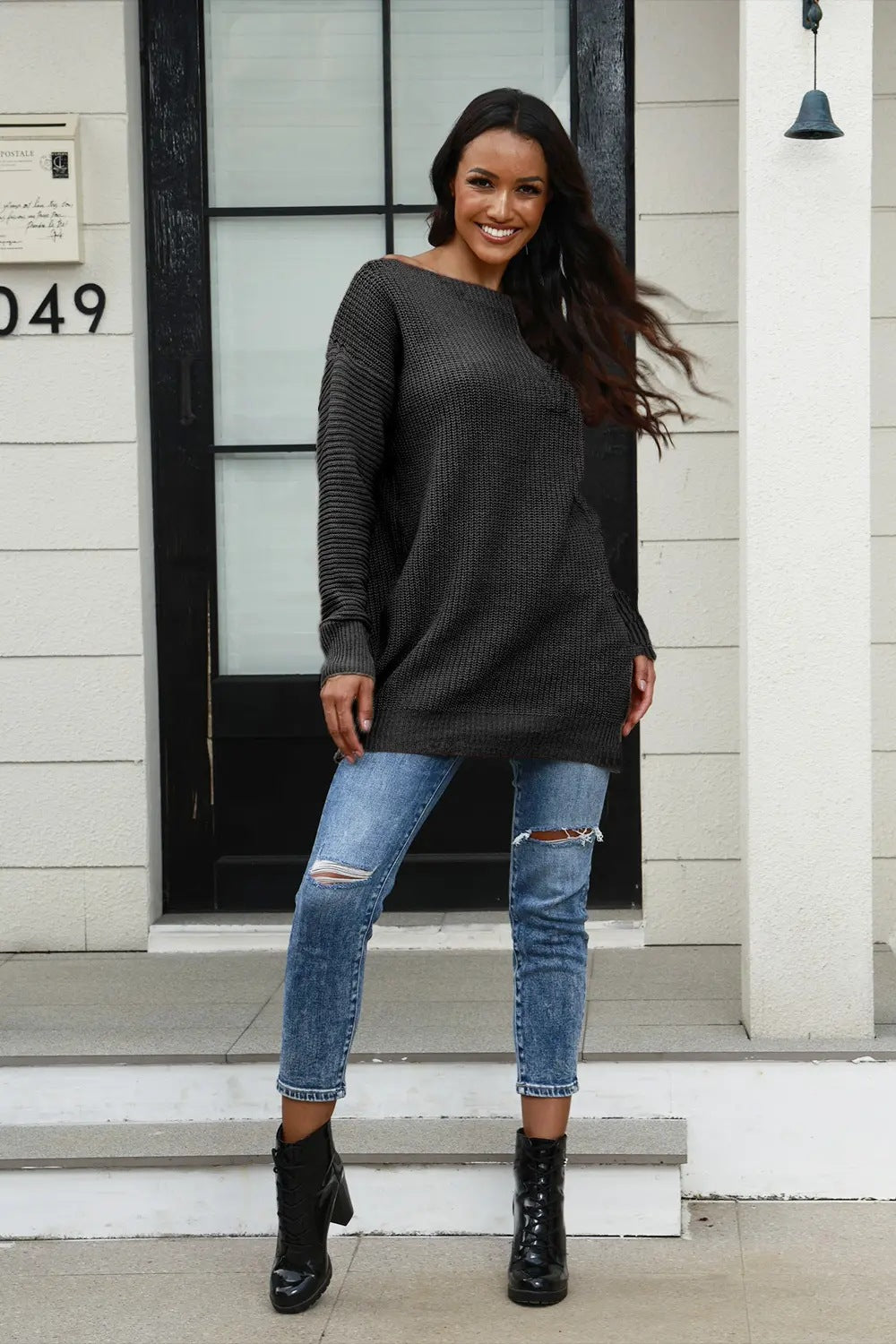 Pull en tricot surdimensionné pour femmes avec un motif texturé doux Chic und Stil