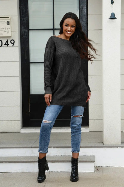 Pull en tricot surdimensionné pour femmes avec un motif texturé doux Chic und Stil