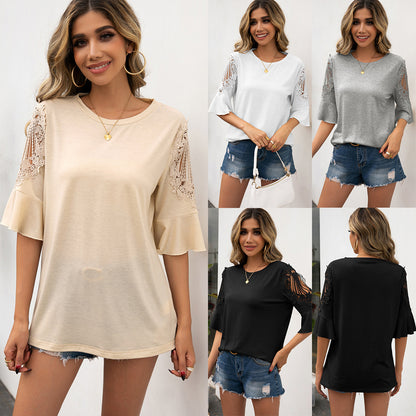 Chemisier pour femmes avec des manches en dentelle et une coupe fluide Chic und Stil