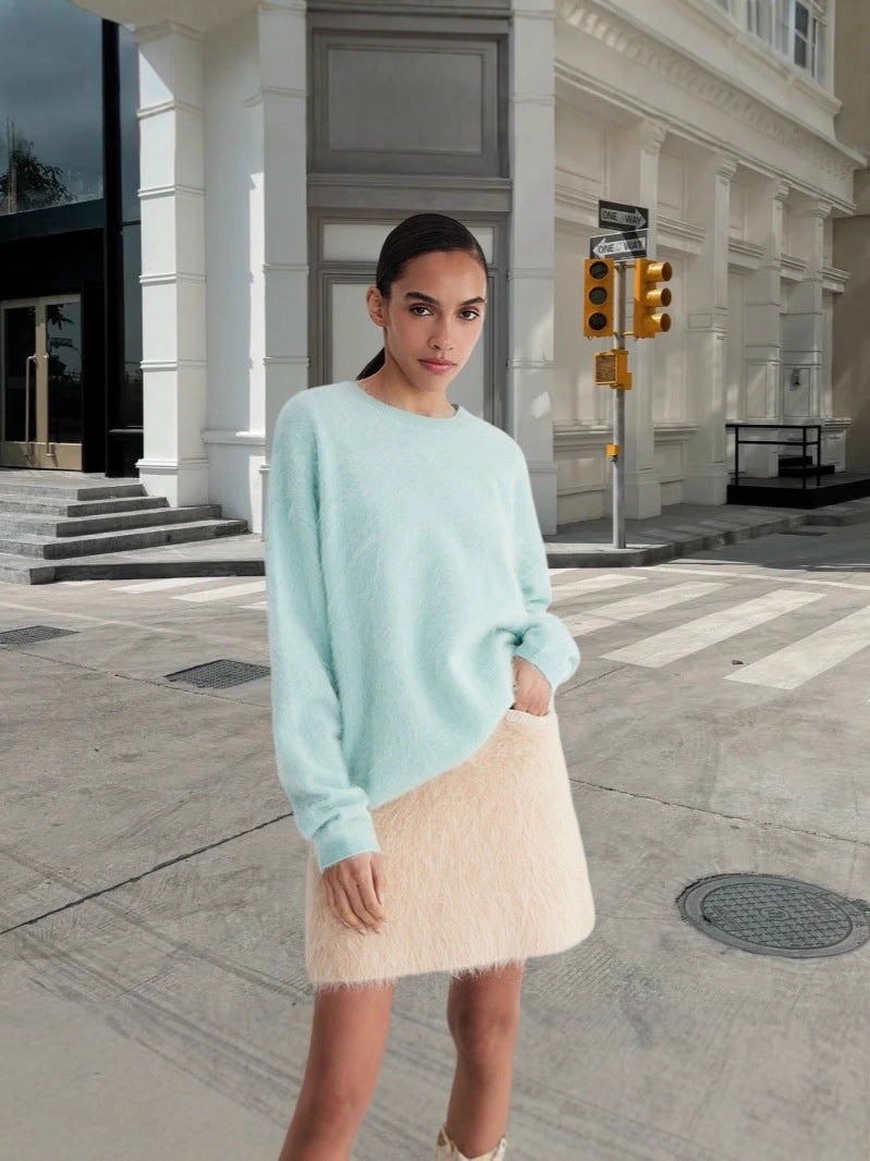 Dames pull en tricot doux avec un élégant col rond et une coupe décontractée Chic und Stil