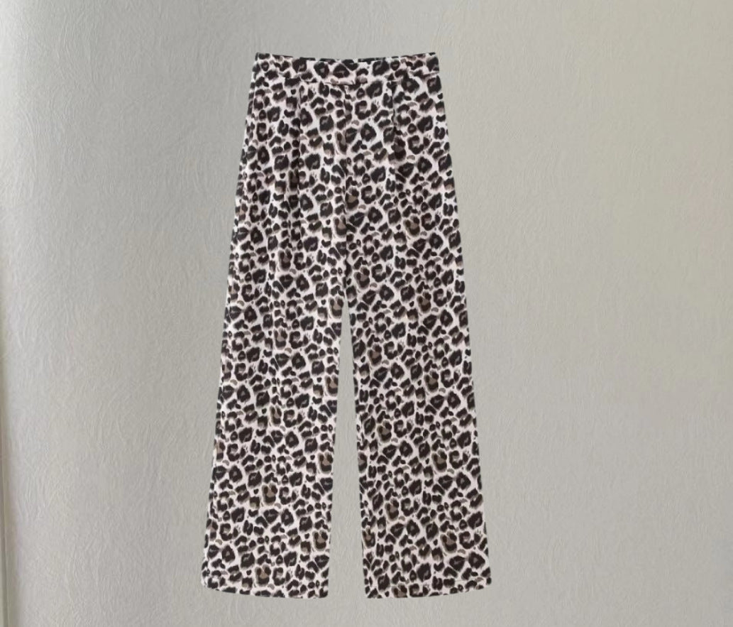 Women Large Leopard Print Chic Pants
