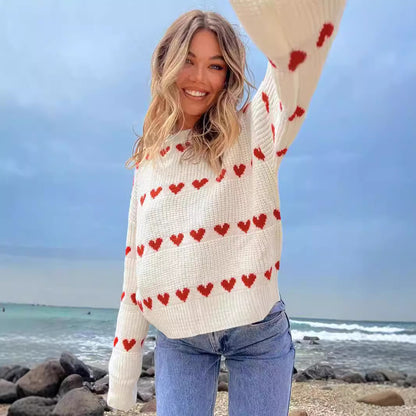 Pull en tricot pour femmes avec motif en cœur et coupe décontractée Chic und Stil