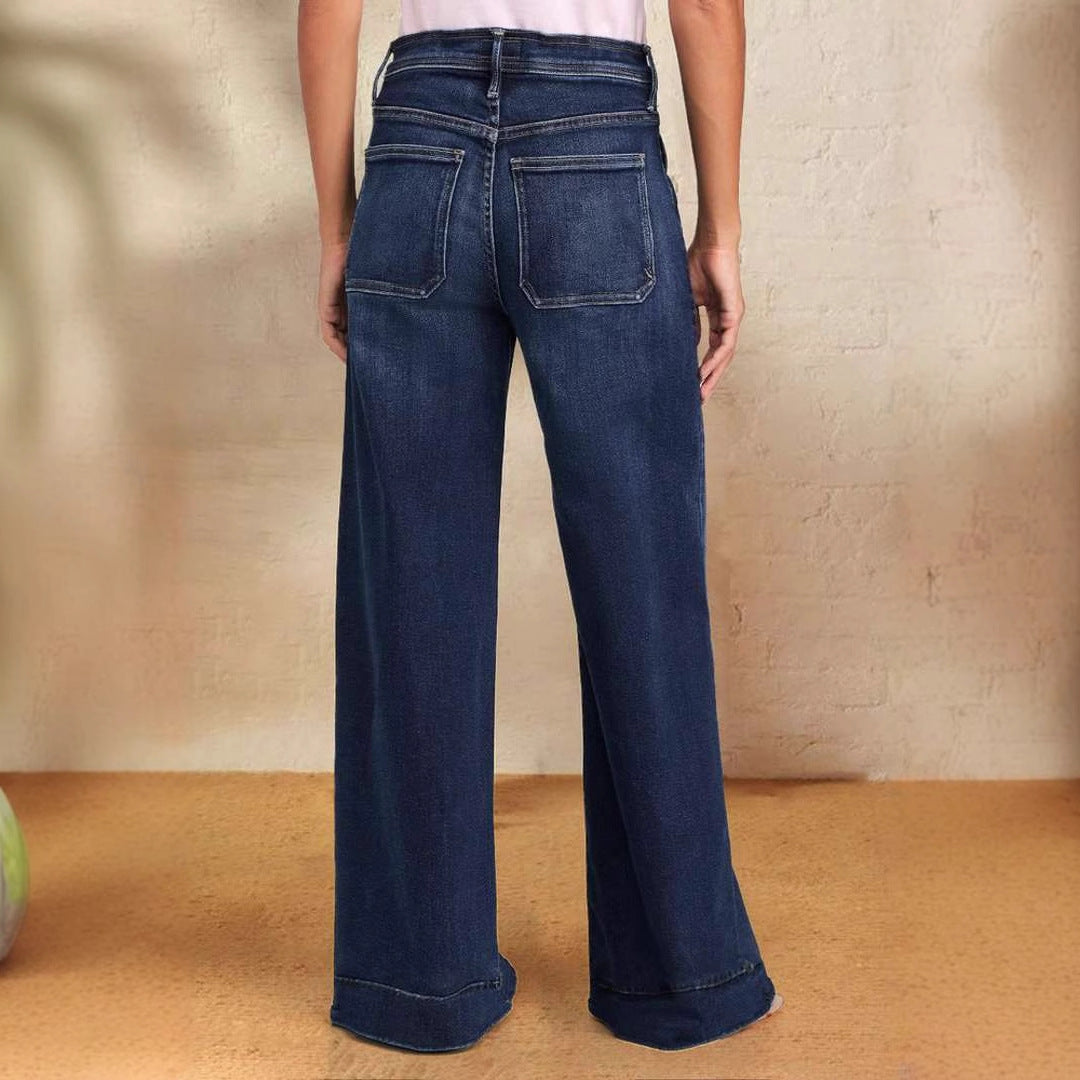 Loose high-waisted denim pants for women Chic und Stil