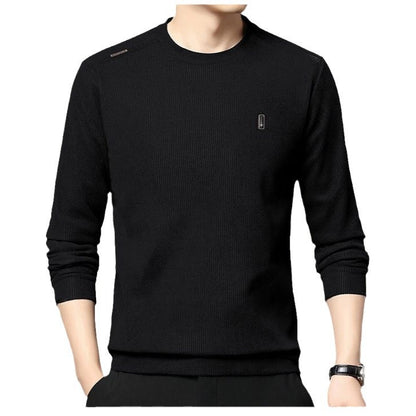 Modern pullover for men with round neck, featuring ribbed structure and stylish contrasting collar Chic and Style