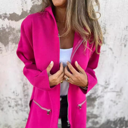 Dames Élégante Veste en Tricot avec Fermeture Éclair et Poches Chic und Stil