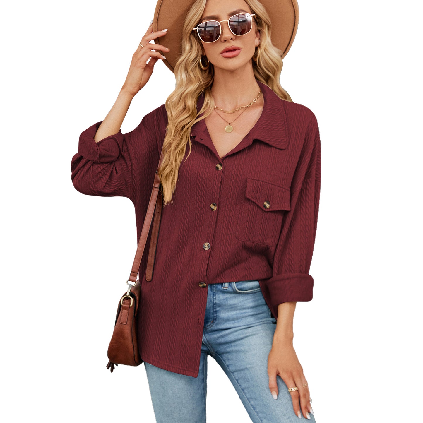 Chemise overshirt décontractée pour femmes avec design structuré Chic und Stil