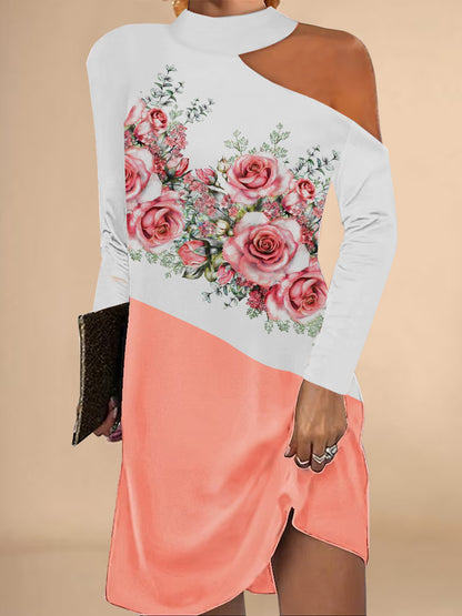 Robe blouson asymétrique pour femmes avec motif floral et décolleté élégant Chic und Stil