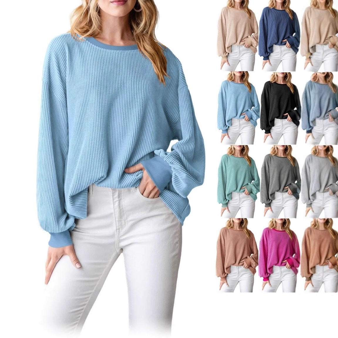 Pull en rib avec des manches amples pour femmes Chic und Stil