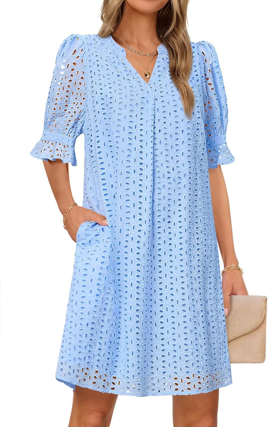 Robe d'été fluide pour femme avec des détails en dentelle élégants Chic und Stil